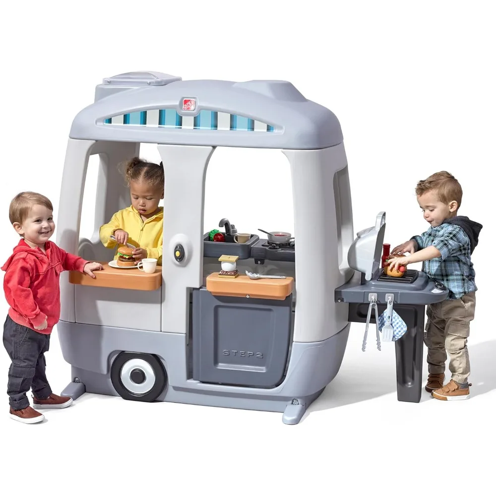 

Детский игровой домик Adventure Camper, игровой набор для дома и улицы и кухонная установка, интерактивная игра со звуками, в комплект из 52-х предметов