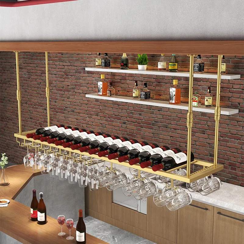 Wine bar counter Wine rack Shelf  Display rack Hanging red wine glass  Hanging upside down Household hanging cup