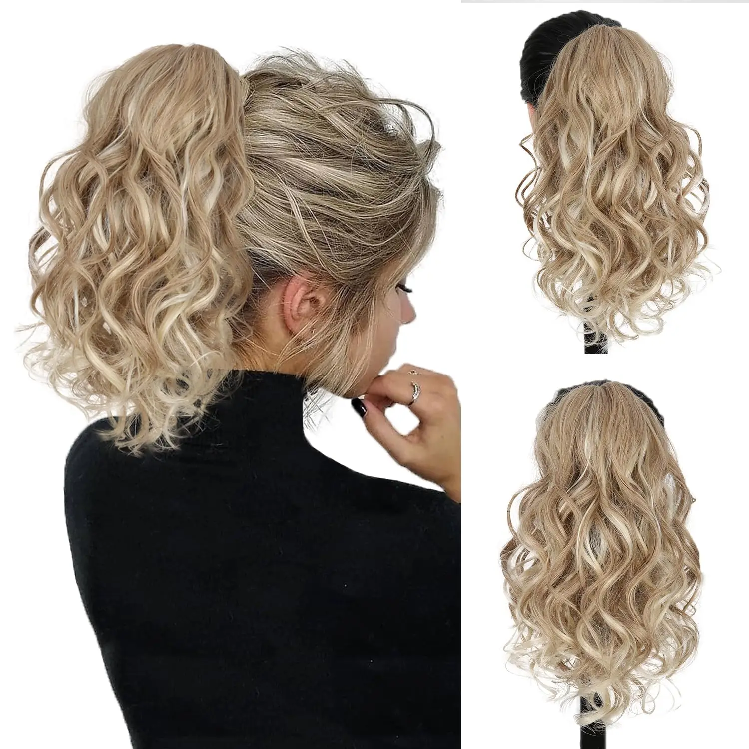 Synthetic Ponytail Extension 12 Inches Short Wavy Curly Claw Clip Ponytail For Women Daily Use Looking Wavy Ponytail