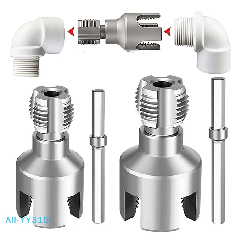 【Y】전동 드릴 호환 PVC 파이프 나사 절단기 키트 DN15 DN20 파이프 PVC 파이프 나사 절단 도구 PPR/PE 파이프 나사 절단 도구