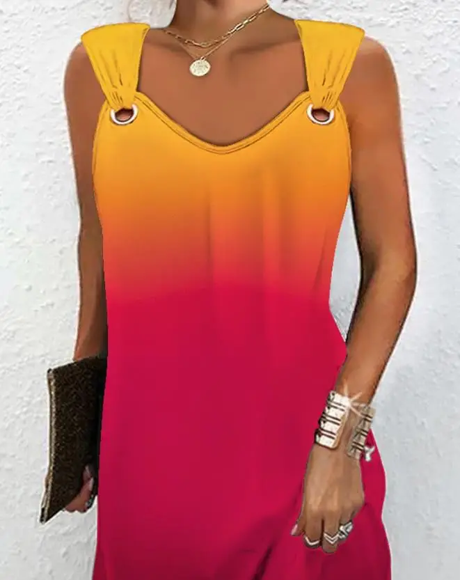 2023 New Tie Dye Printed Sleeveless Casual Dress, Casual Women's Wear, Hot Sale Spring/summer