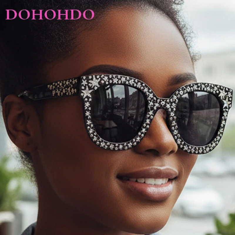 

DOHOHDO Luxury Five-pointed Star Style Sunglasses Women Men Large Square Frame Classic Vintage Driving Sunglasses Eyewear UV400