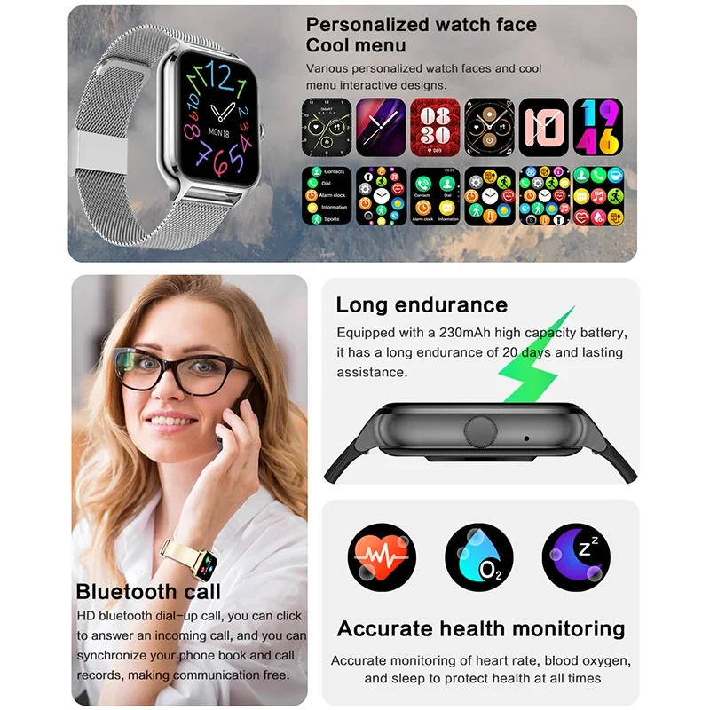 Reloj inteligente H9 Max para hombre y mujer, accesorio de pulsera resistente al agua con control del ritmo cardíaco, Bluetooth, llamadas, pantalla a Color de 2024 pulgadas, 2,09