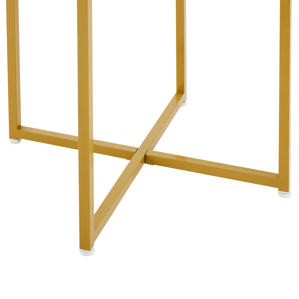 PINGGO Weißes Esstisch-Set mit 4 Samtstühlen, MDF-Tischplatte, vergoldeter Eisenrahmen, moderne Luxusmöbel für die Küche – Detail 14