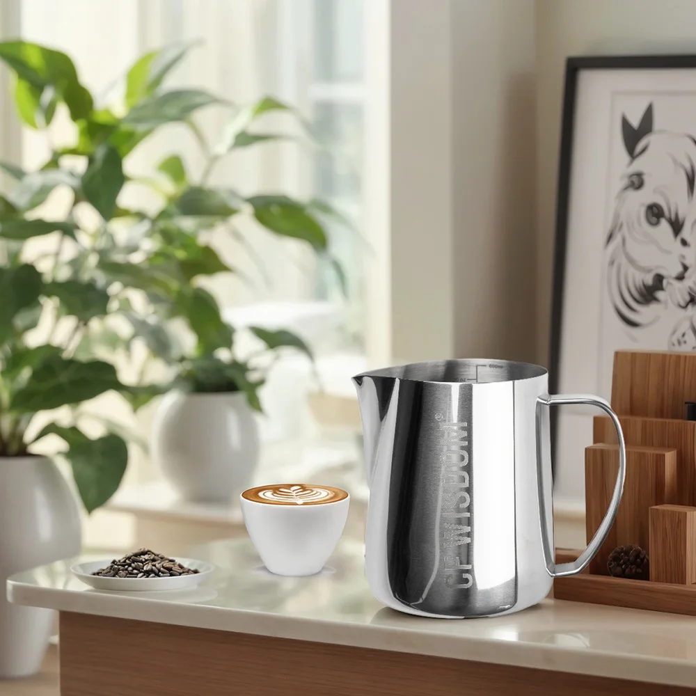 

CF WISDOM Pelican Beak Pull The Flower Vat Coffee Milk Foam Home Coffee Brew Stainless Steel Large Capacity 600ML