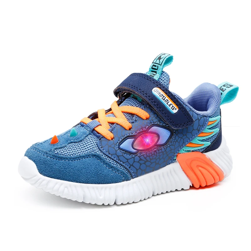 EXDINO Spring Children\'s Boys LED Shoes Light Up Mesh Breathable Eye Flashing Little kids Outdoor Casual Glowing Sports Sneakers