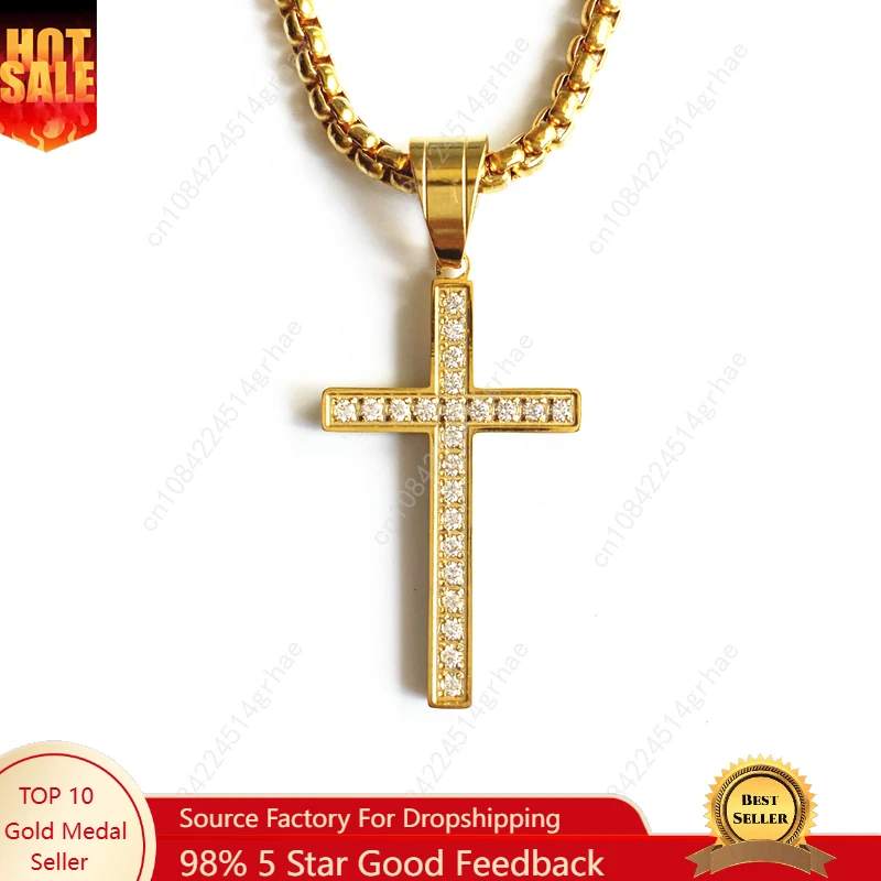 

hip hop Women men Cross Chain stainless steel Minimalist Necklaces Jewelry Jesus Unisex Pendant Gold Silver Color Vintage