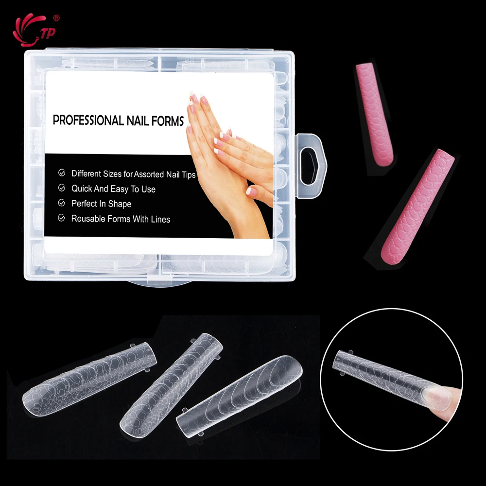 TP 120pcs Quick Building Dual Forms Nails Mold Full Cover False Tips Poly Nail Gel Mold Reusable Top Extension Forms Nails Tools