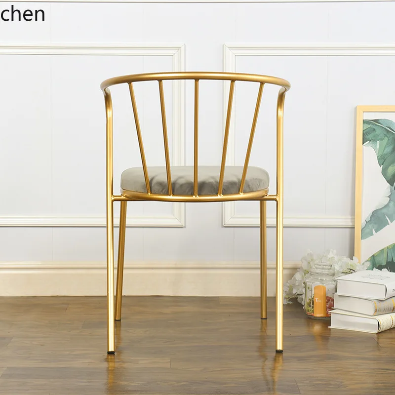 CZ Iron Art Backrest Armrest Dining Chair Modern Simple Internet Celebrity gold Home Makeup
