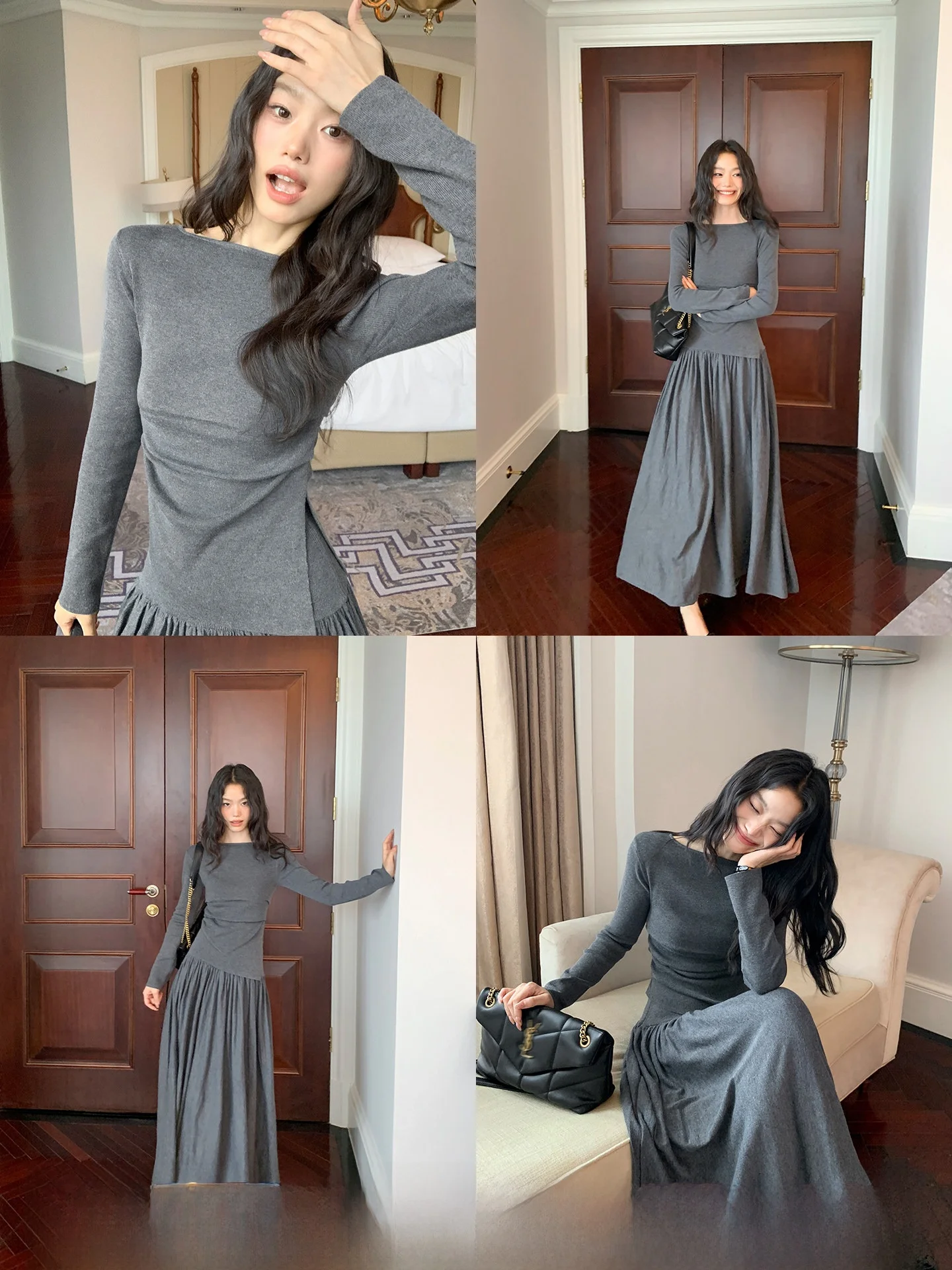 

Ey асимметричный комплект irt и юбка, женская облегающая длинная юбка трапециевидной формы, комплект из двух предметов, осенний комплект против морщин, для поездок на работу