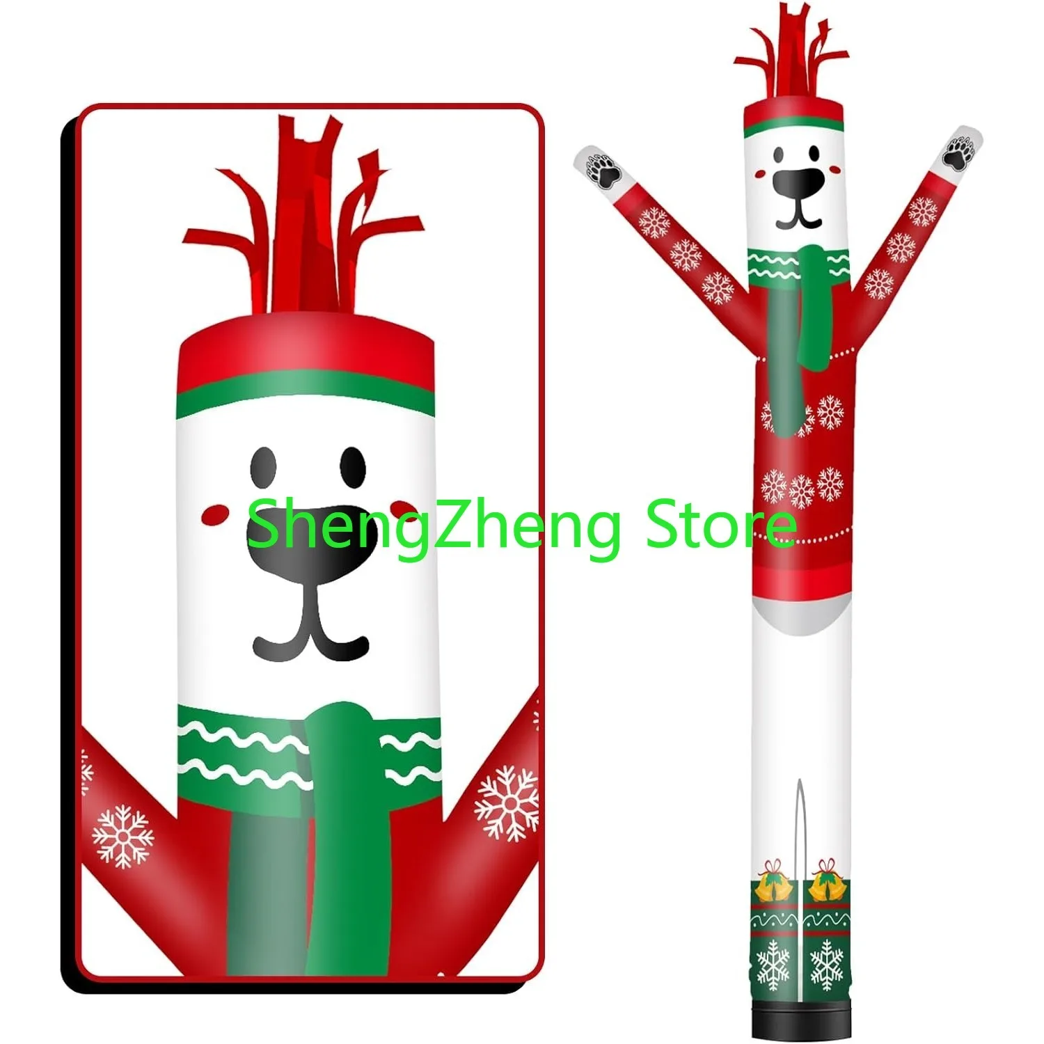 1Pcs 20FT Tall Polar Bear Inflatable Tube Man Wacky Wavy Dancing Guy - Christmas Theme (Blower Not Included)