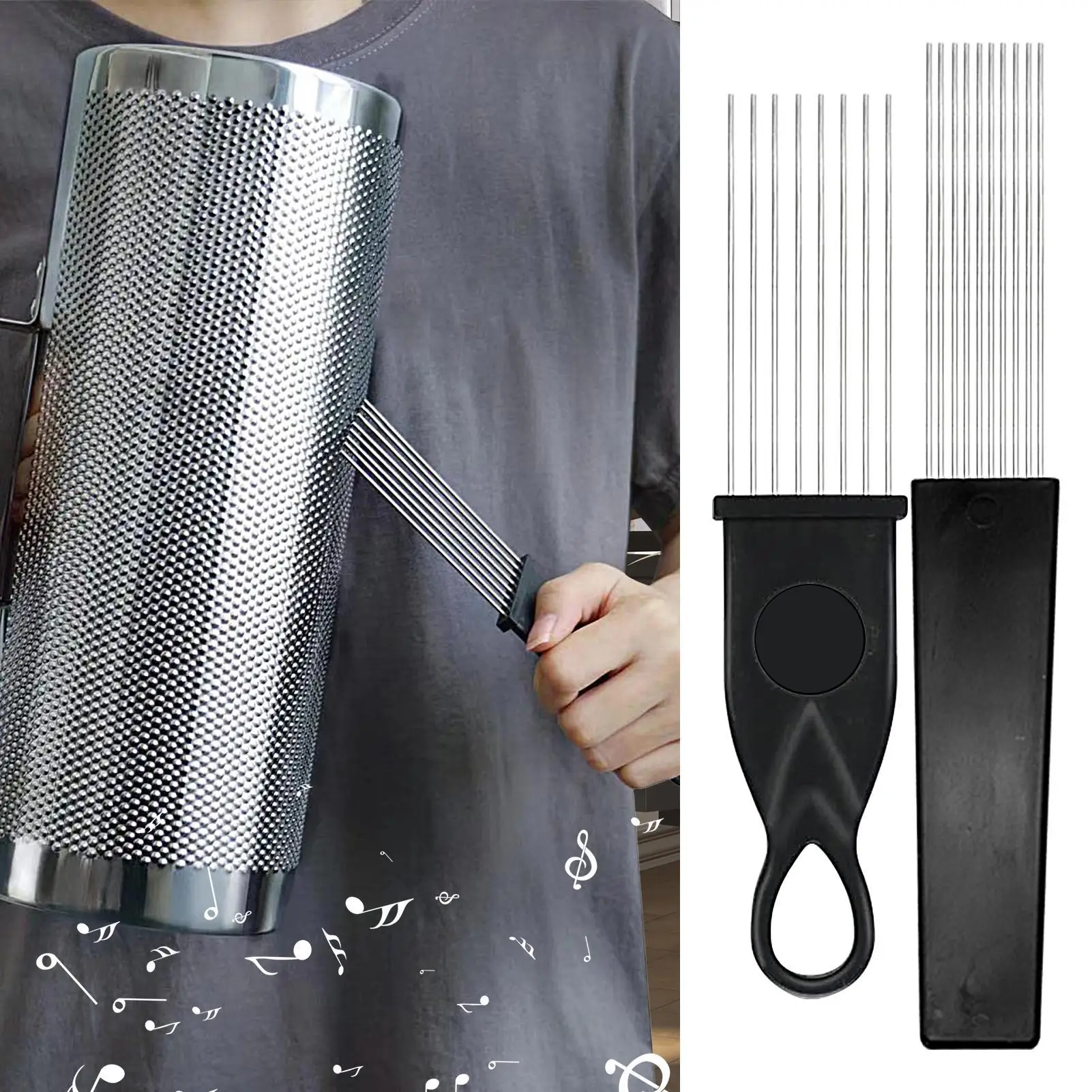 Guiro Metal Scraper Guiro Scraper Brush Latin Brush Comb-Style Scraper Rustproof Anti Slip Percussion Instrument for Concert
