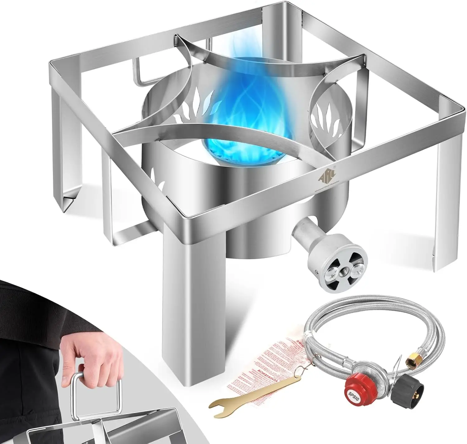 

55,000 БТЕ походная плита с пропановой горелкой, уличная газовая плита, горелка для приготовления пищи для жарки индейки, домашнего пивоварения, кипячения раков и