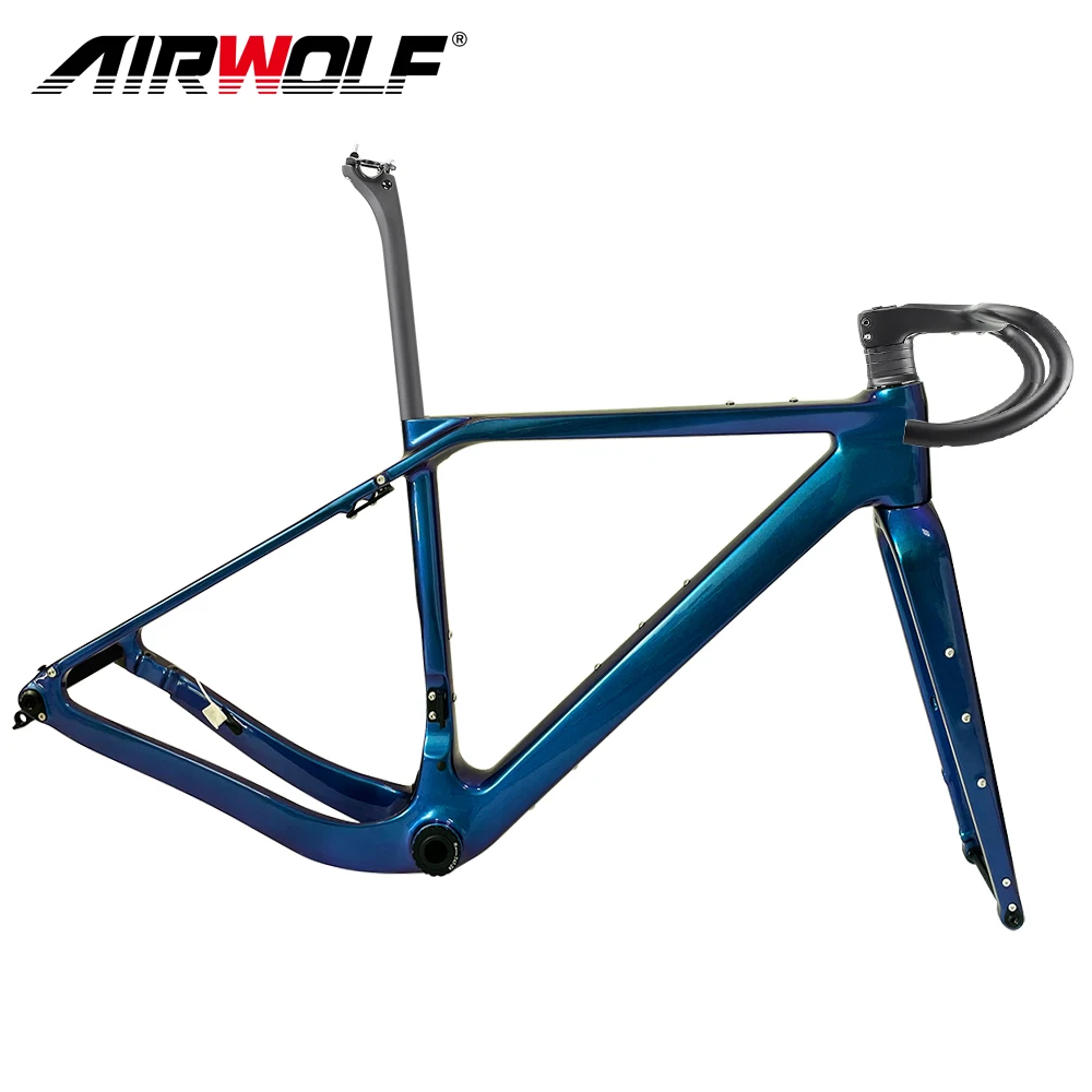 AIRWOLF 700x50c Carbon Gravel Bike with SHIMANO R7020 2x11 Speeds Cyclocross Bike Light Weight  Carbon wheelset