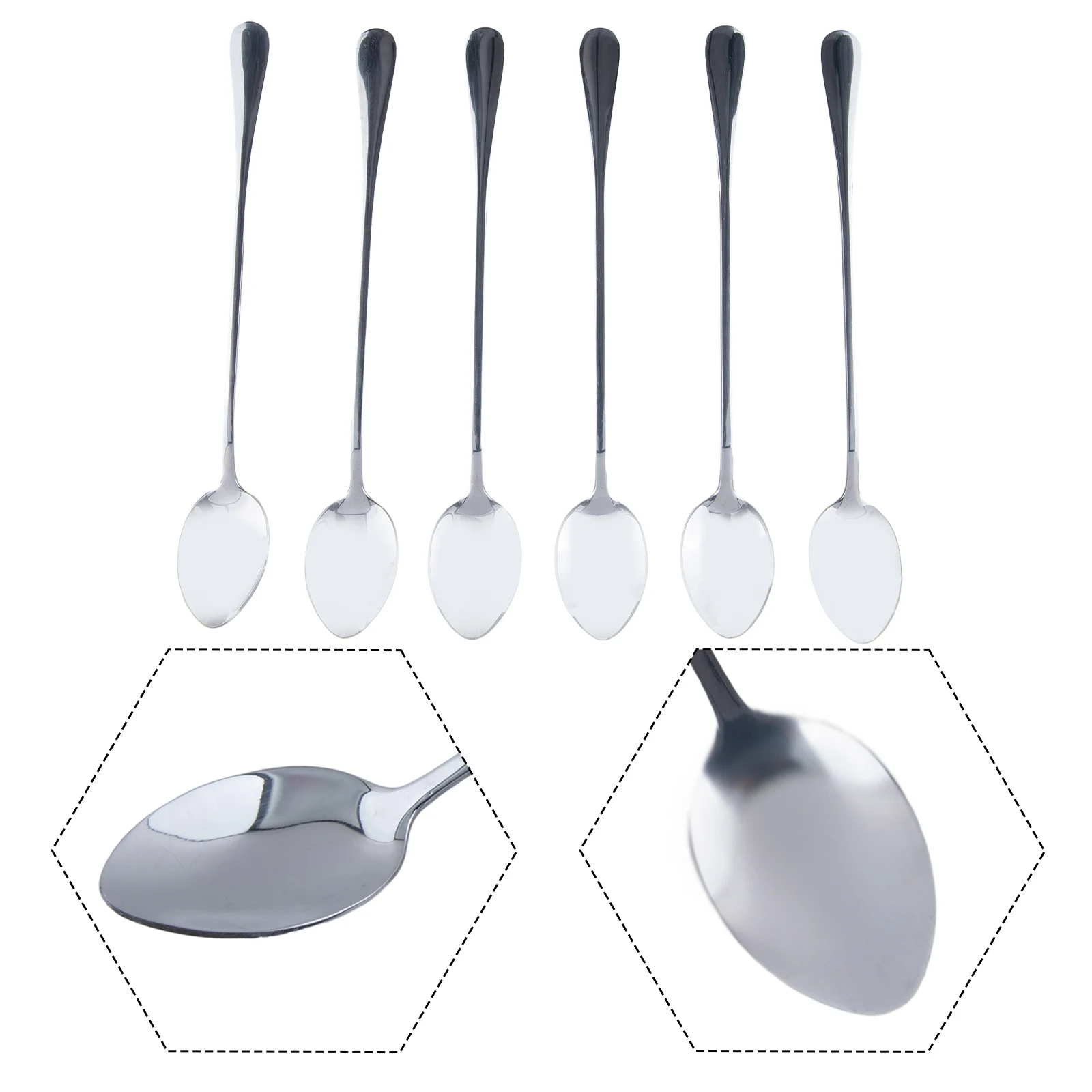 High Quality High quality Soup Spoon Soup spoon Spoon Kitchen Milkshake Stainless Steel 6PCS Stew Tableware Coffee