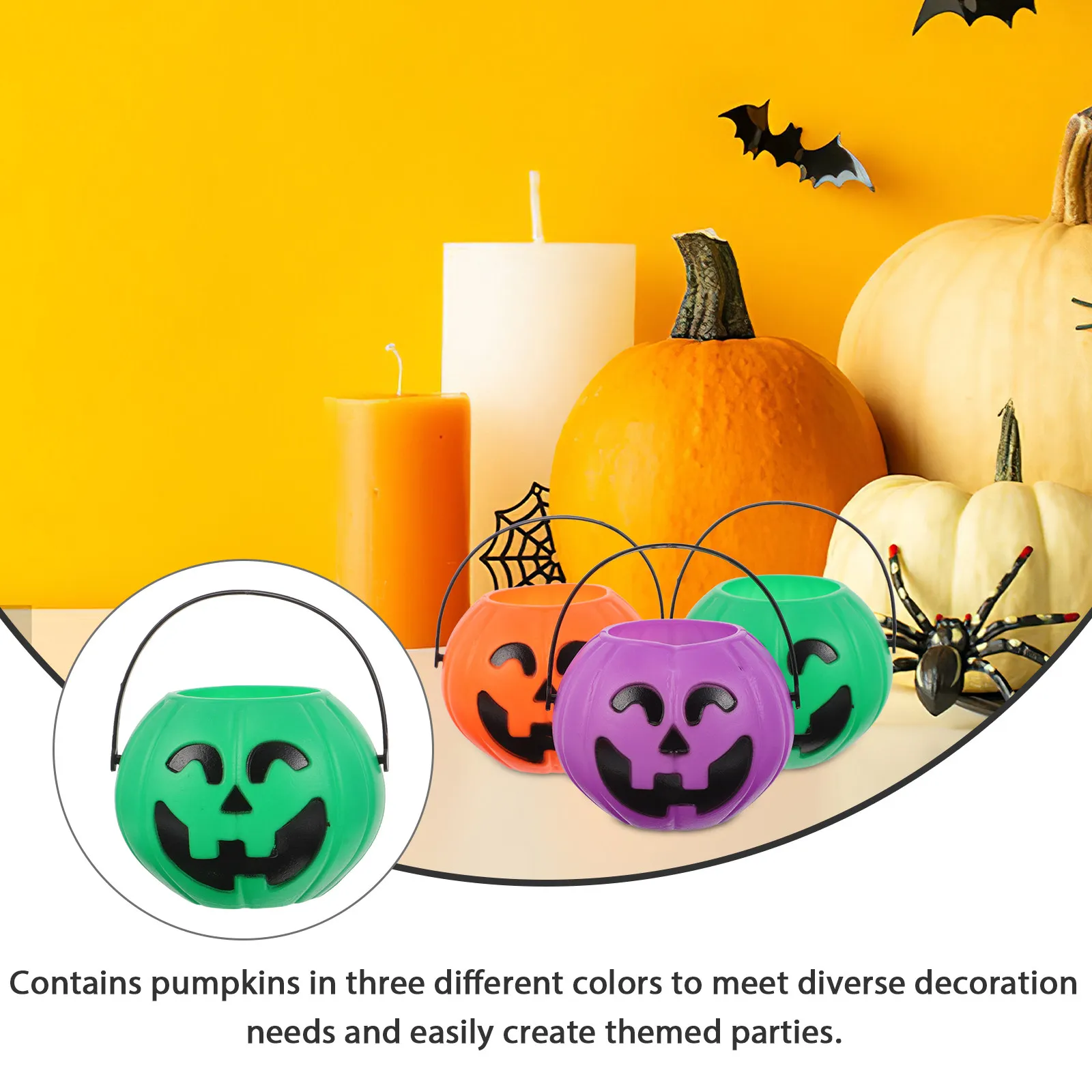 12 Pcs Decor Mini Ghost Candy Bucket Jackolantern Pumpkin Halloween Cauldron Jar Container Decorative Pumpkins