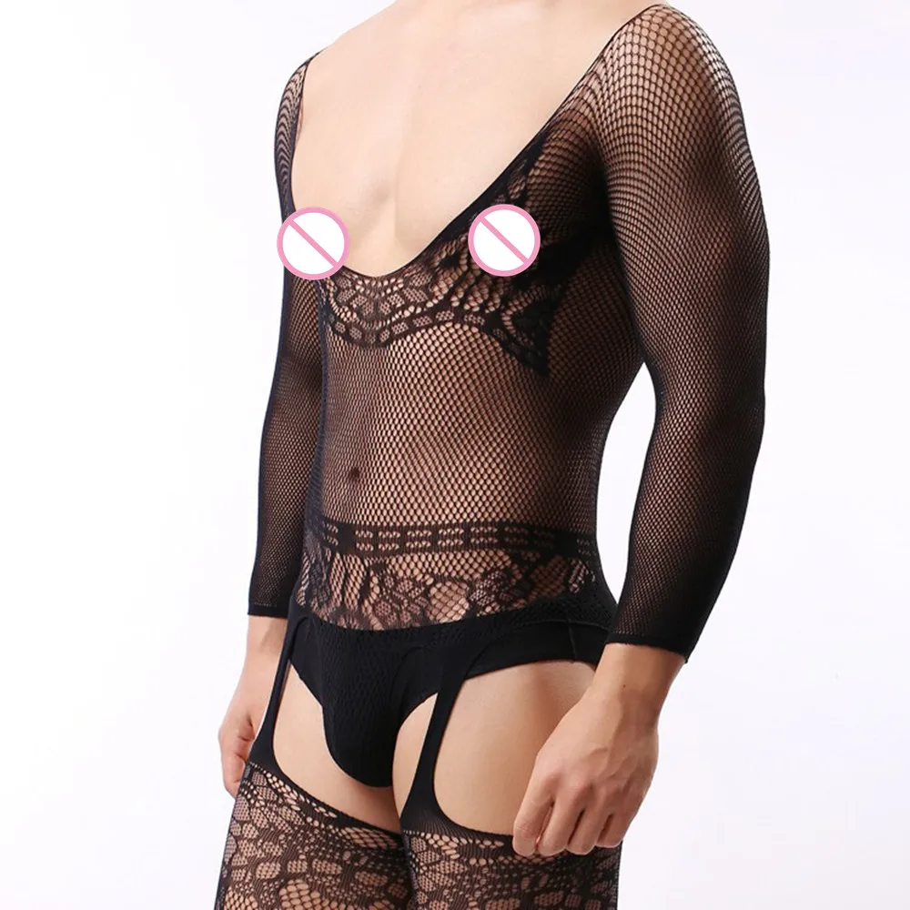 Pakaian Tidur Pria Seksi Berbagai Model Bodysuit Transparan Satu Potong Kostum Gay Pria Muda Pesta Klub Mainan Seksi Jumpsuit