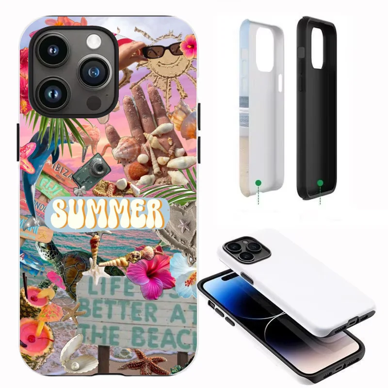 Nama Gambar Kustom Blossom Flower PC + Casing Silikon untuk iPhone 15 14 13 11 12 16 17Pro Max 14 15 16Plus 17air Case Luxury Cover