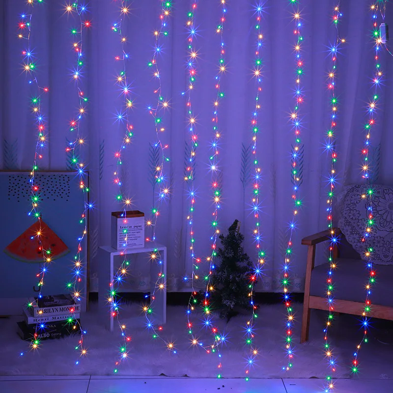 カーテン用の紐、ledスターライト、銅線製のクリスマスリース、装飾用ライト、庭の間接照明