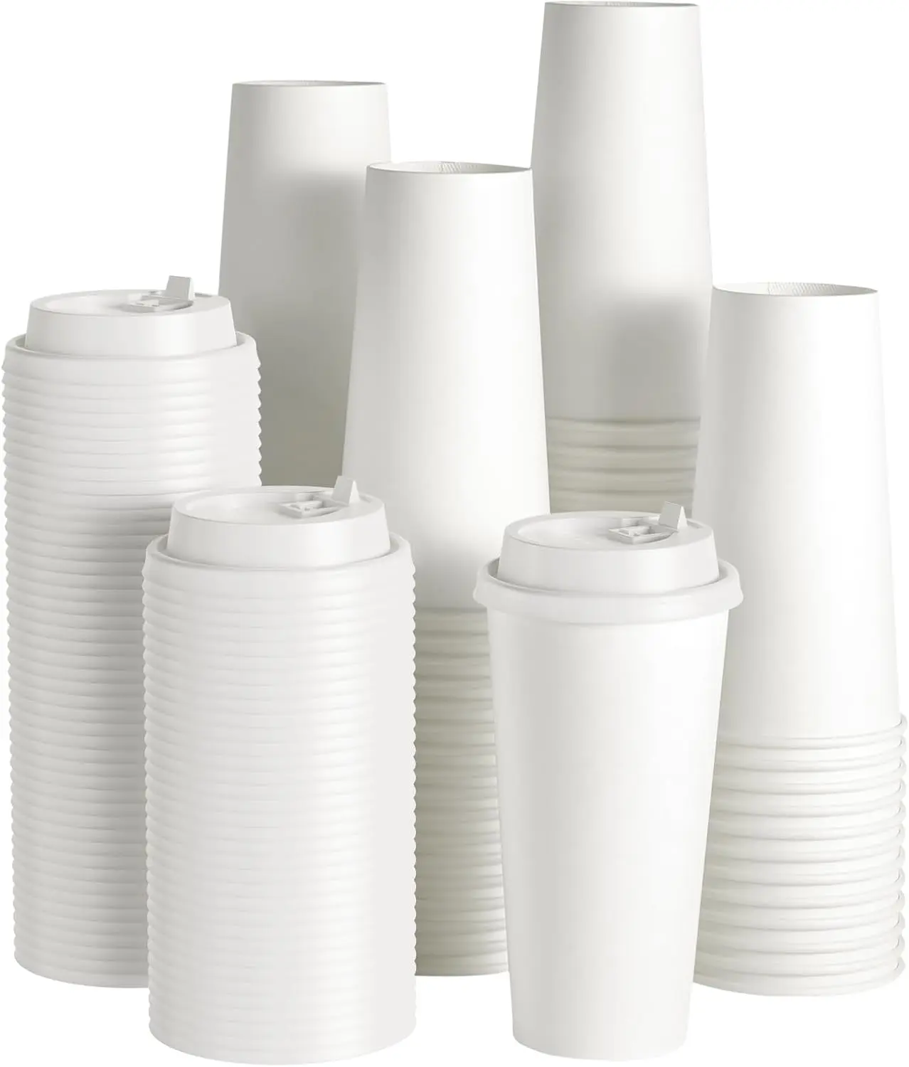 

[100 Pack] 20 oz Paper Coffee Cups, Disposable Paper Coffee Cup with Lids, Hot/Cold Beverage Drinking