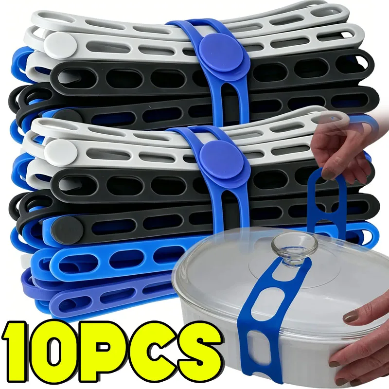 Silicone Pot Lid Elastic Band Reusable Data Cable Storage Strap Stretchable Curtains Lunch Box Fixed Straps Home Organizer Tools