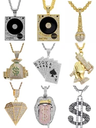 Exquisite Fashion Dj Phonograph Pendants Silver Color Chain Men Fashion Hip Hop Long Necklace Street Party Prom Jewelry