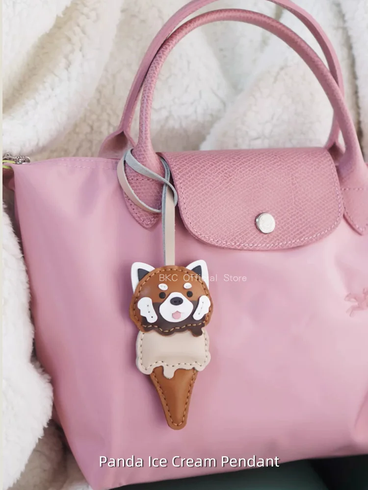 breloque-de-sac-en-cuir-de-vachette-cousue-main-avec-fil-cire-panda-rouge-creme-glacee-design-original-accessoire-de-sac
