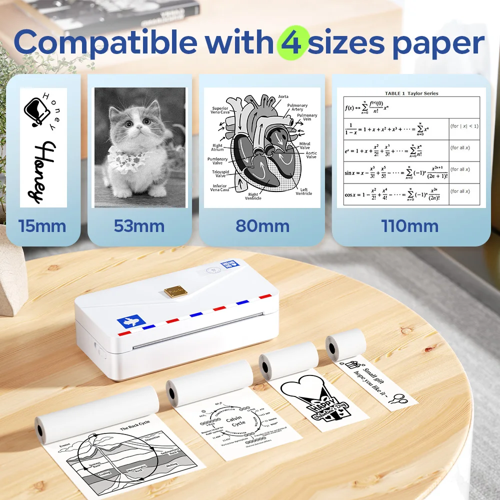Photo Printer Phomemo M04AS Mini Portable Printer Wireless Bluethooth Thermal Label Maker 300dpi HD Printing for 110mm Paper