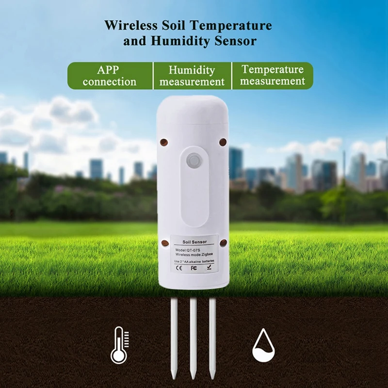 Tuya Zig/Bee Wireless Soil Humidity Sensor Intelligent Temperature Moisture Tester Mobilephone APP Real Time Monitor White 1Set