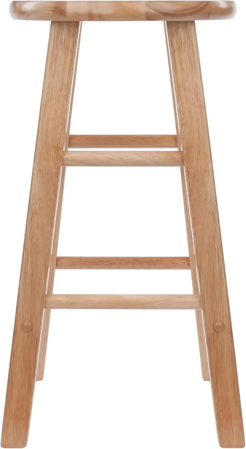 Element 2-Piece 24In Counter Stool Set, Natural Finish, Solid Wood, Modern Design