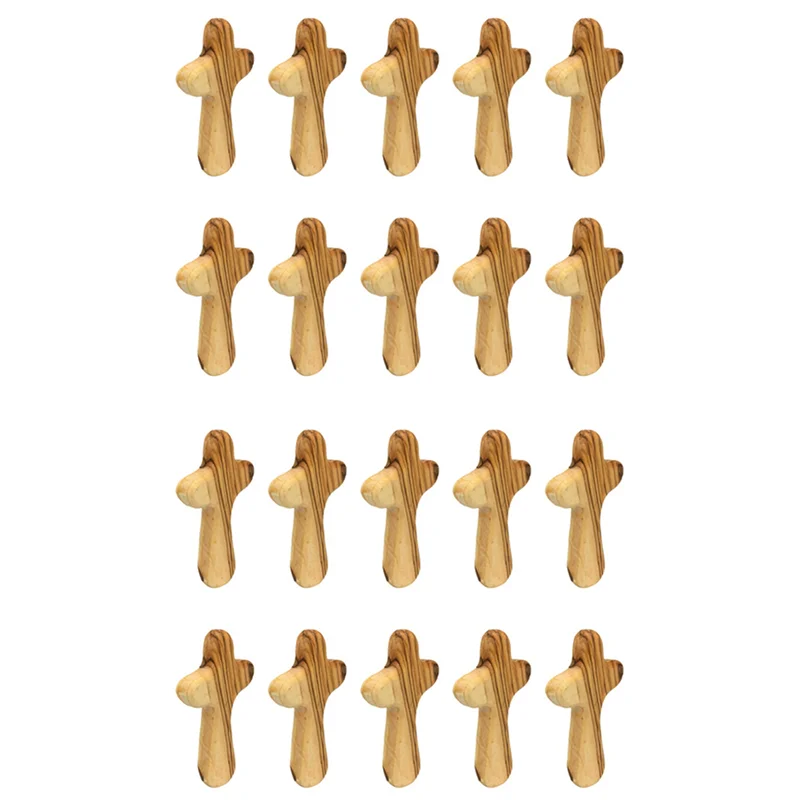 ABKP-20PCS Small Olive Wood Crosses, Holding Crosses Portable Prayer Crosses