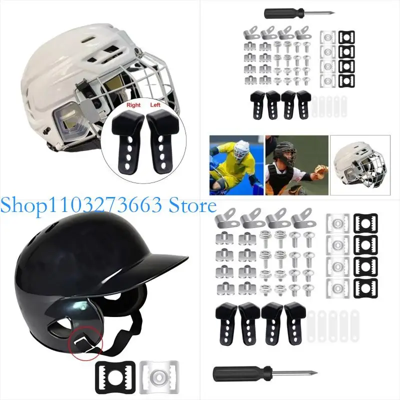 

R6FE 60pcs Football Helmet Repair Kits Hockey Helmet Replacement Parts with Srewdriver Visor Clips Rubber Gasket Screw Nut