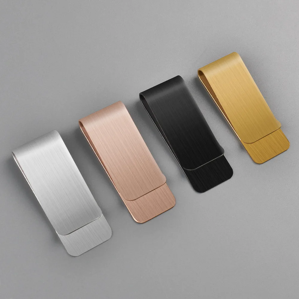 European and American New Stainless Steel Mirror Polished Tie Clip Simple Brushed Laser Wallet Clip Shirt Clip
