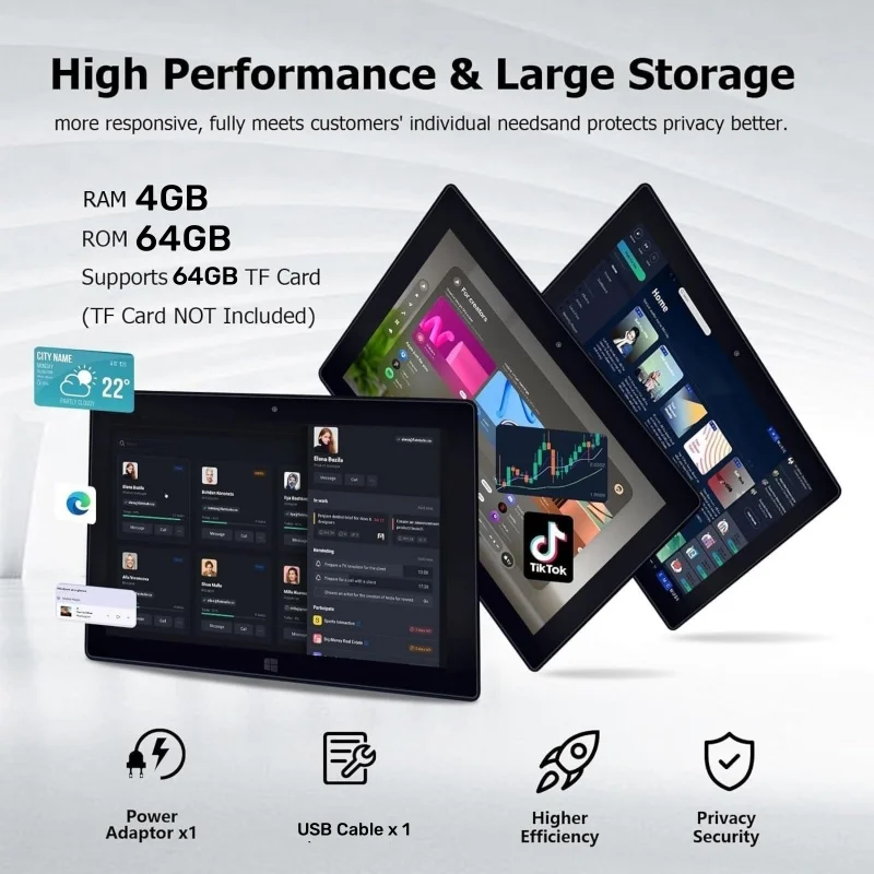 10.1 INCH 64 Bit 4GB DDR RAM 64GB ROM WINDOWS 11 Tablet PC N3350 CPU 1920 x 1200 IPS Screen HDMI-Compatible Type-C USB 3.0 WIFI