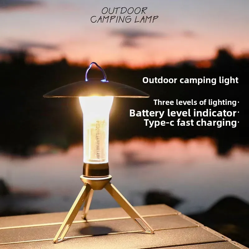 Vintage Multifunctional USB Rechargeable LED Horse Lamp Portable Tent Outdoor Camping Light with Hook and Durable Battery