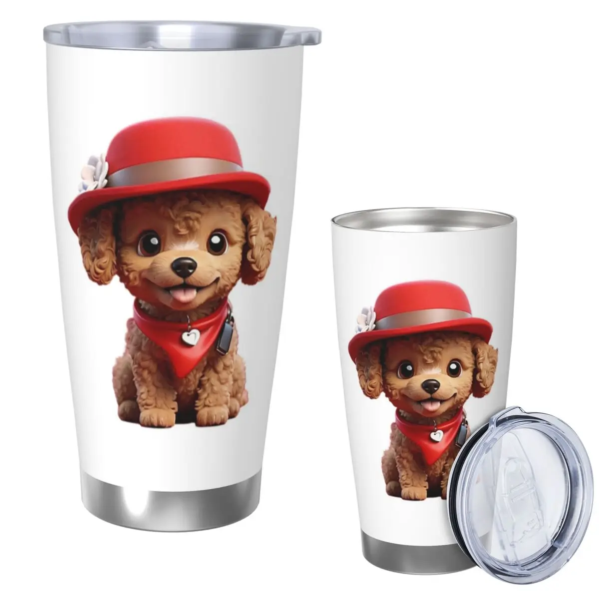 

Милая улыбающаяся мультяшная игрушка, собака-пудель V2, стакан из нержавеющей стали, кружка с вакуумной изоляцией, термохолодные чашки, соломинки с крышкой, 20 унций