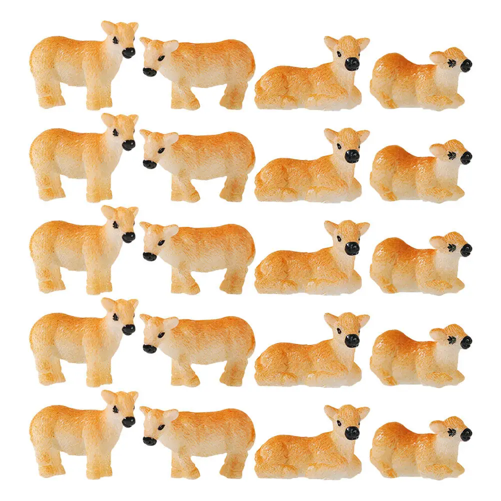 20Pcs Miniature Landscape Resin Calf Crafts Tiny Animal Decorations Table Garden Bonsai Scene Accessories