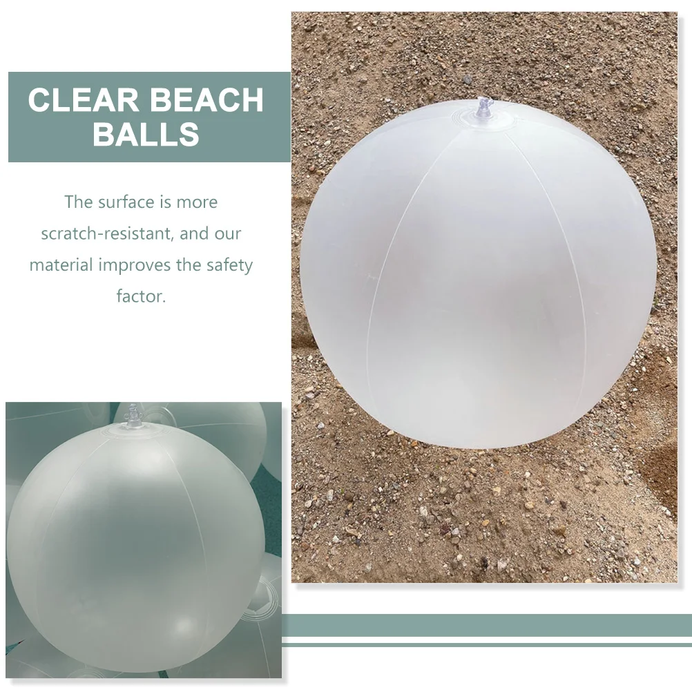 10個入り インフレータブルビーチボール PVC製 透明 マット仕上げ 16インチ 折りたたみ式 子供用おもちゃ 屋外ゲーム プールパーティー 結婚式 装飾 写真撮影用