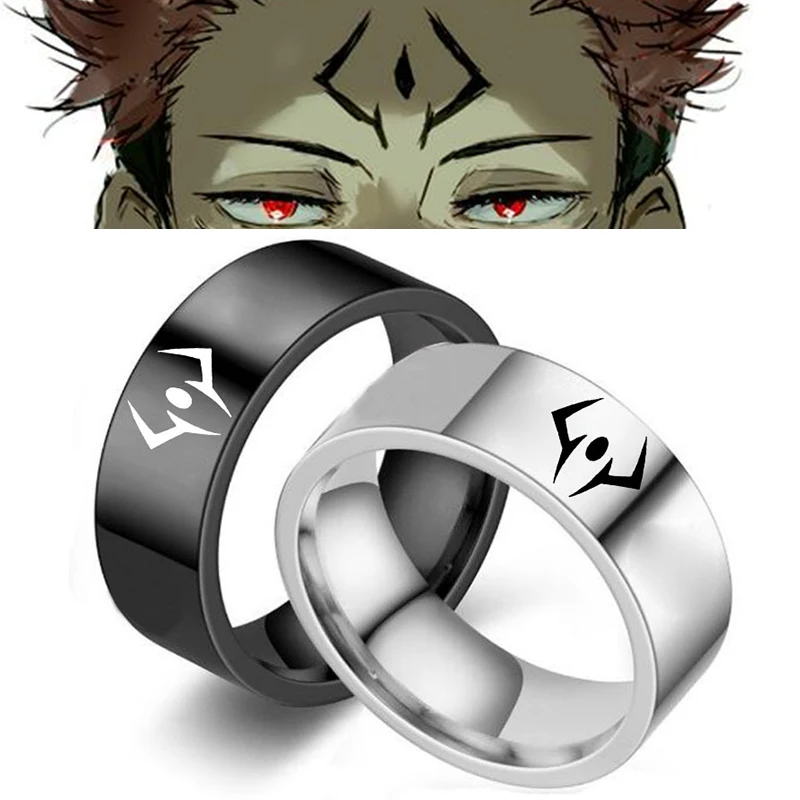 Unisex Jujutsu Kaisen Ryōmen Sukuna Cosplay Ring Black Dead Eye Stainless Steel Prop Jewelry Gift Anime Accessory