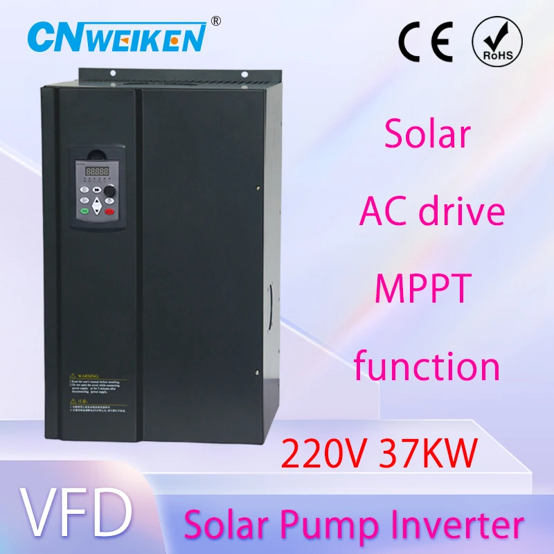 Solar VFD 220V 37KW/45KW/55KW DC input 200-400v 3Phase 220v output Variable Frequency Converter for 3 Phase Motor Speed Control