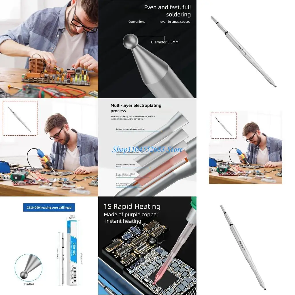 

Y6GD Ball Tip Soldering Iron With Coppers Construction And Quick Heat Up Compact Welding Iron Tip For Accuracy Repairs