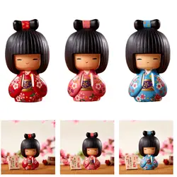 Kokeshi Dolls Statues Novelty Figure Kimono Women Traditional Craft Doll for