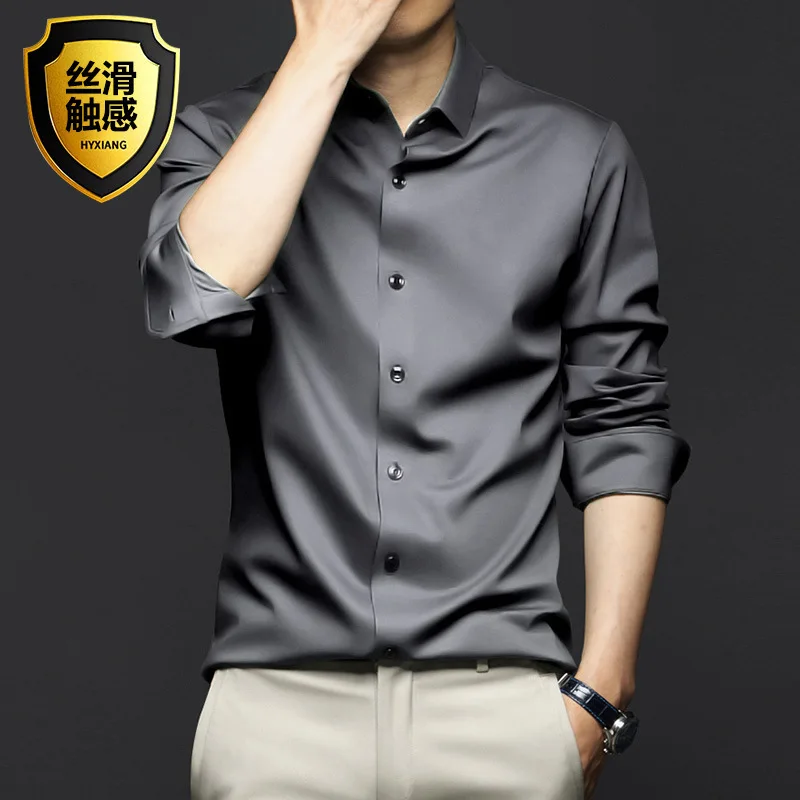 Men Long Sleeve Formal Shirts Wrinkle-Resistant Anti-Fray Properties Premium Black Casual Shirts Male Business Wear Cloth Top
