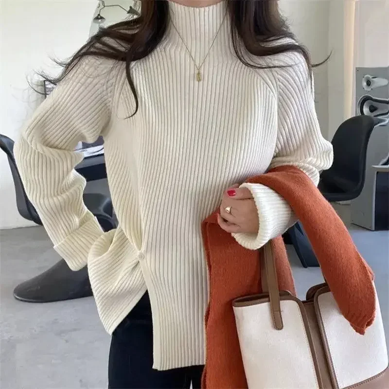 Herfst Dames Truien Coltrui Winter 2024 Harajuku Trend Lichte Dames Gebreide Trui Bovenkleding Thermisch Soepele Mode Basic