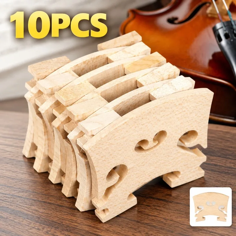 Violin Bridge 10 Pack Selected Maple Wood Code Stand 4/4 Size Violin Replacement Bridge Musical Instrument Accessory Component