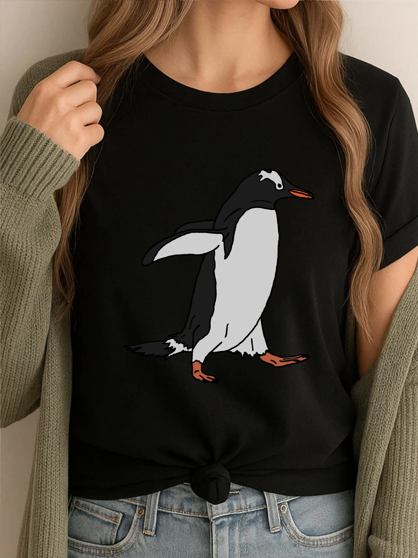 Camisetas gráficas de pingüino Gentoo para hombre, camiseta de gran tamaño a la moda y a la moda, ropa con estampado de animales divertidos para hombre
