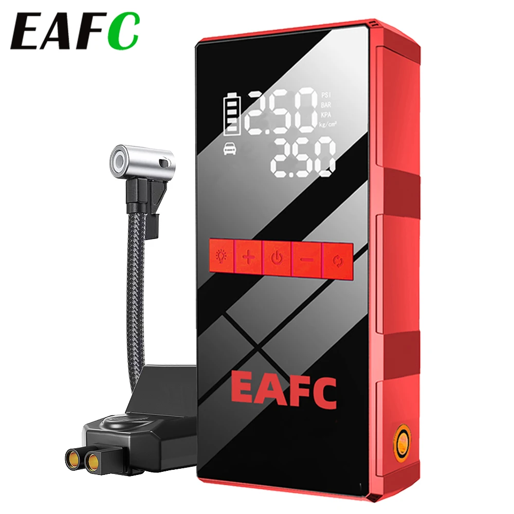 EAFC 2000A Car Jump Starter with Air Compressor LCD Screen Power Bank Booster Charger Car Battery Starting AutoTyre Inflator