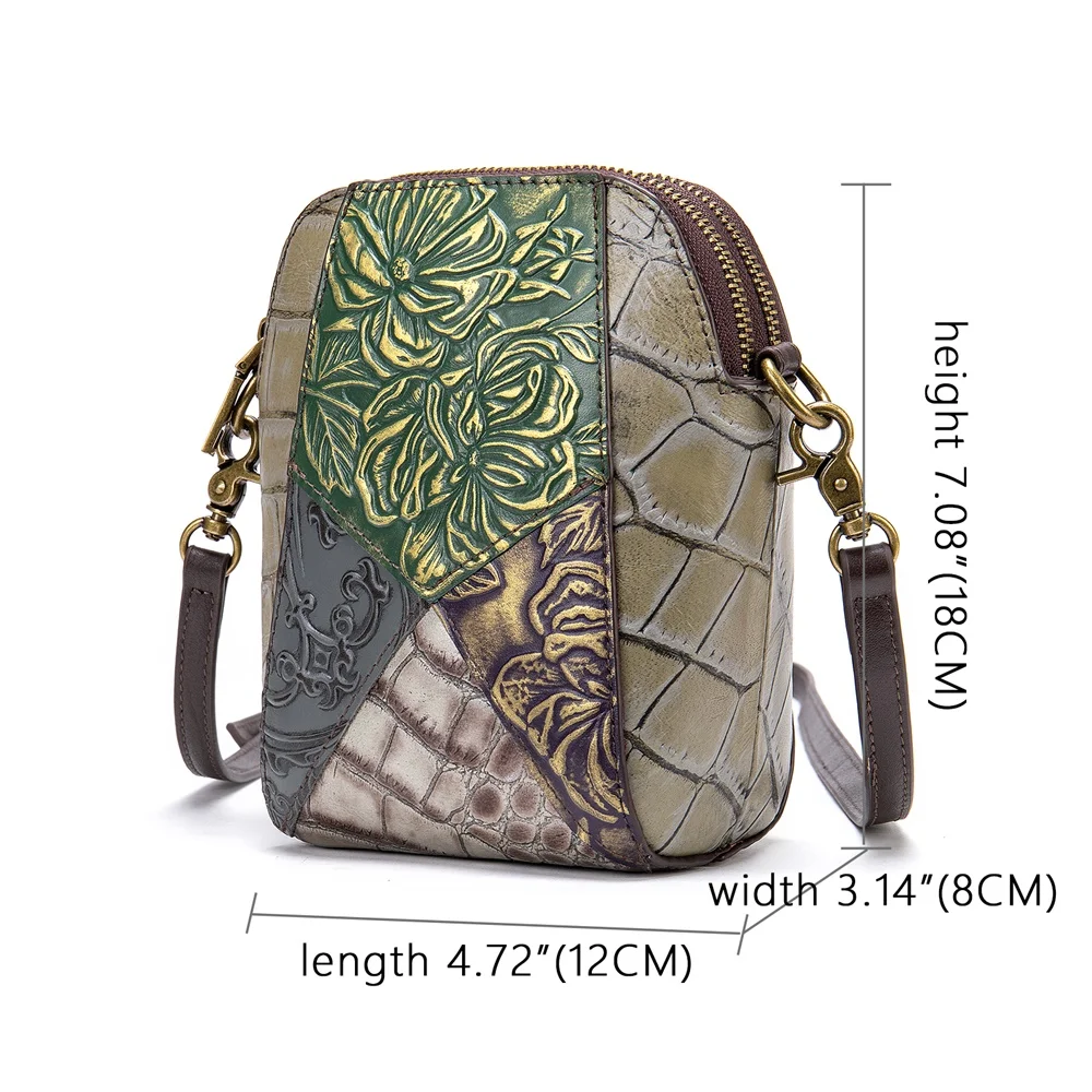 WESTAL Floral Small Bag for Phone Women's Shoulder Bags Leather Messenger Crossbody Bags Mini Phone Bags for Women Purses 338