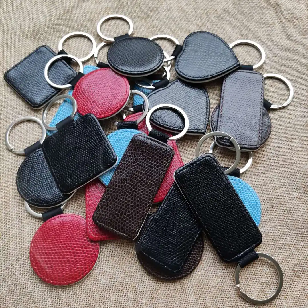 10pcs/lot Sublimation Blank Snakeskin Leather Pendant Tags Key Ring KeyChain DIY Printing by Flat Heat Press