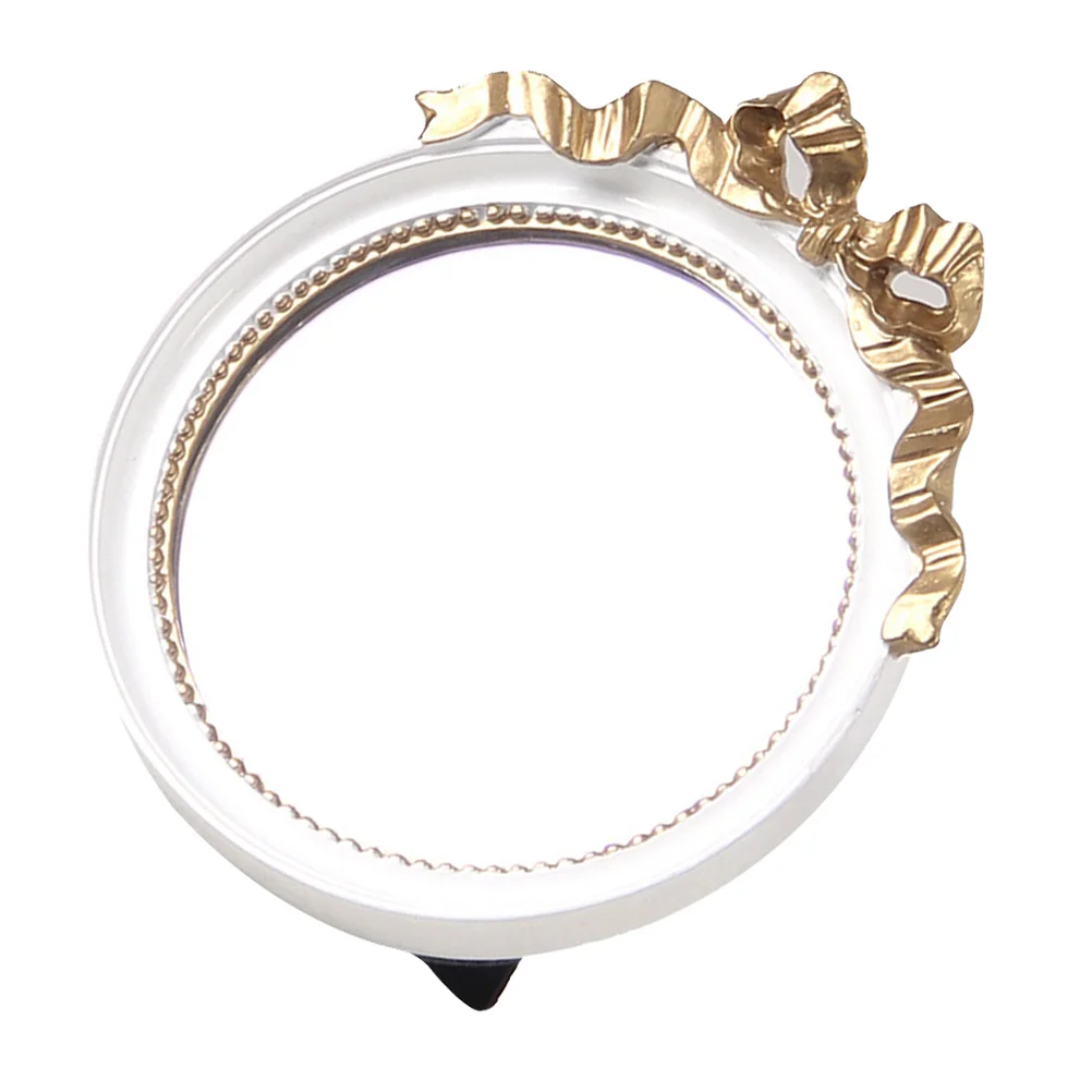 1 szt. Okrągłe Przenośne Lustro do Makijażu z Kokardką Wytrzymała Żywica Małe Ręczne Lustro do Makijażu Damskie Narzędzie w Stylu Nordyckim Narzędzie do Makijażu dla Kobiet